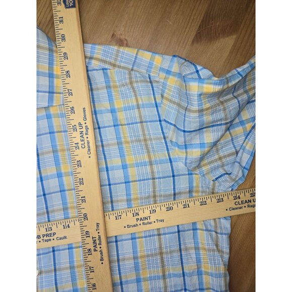 Peter Millar Mens Blue Plaid Long Sleeve Button-Down Shirt Large - Picture 6 of 6